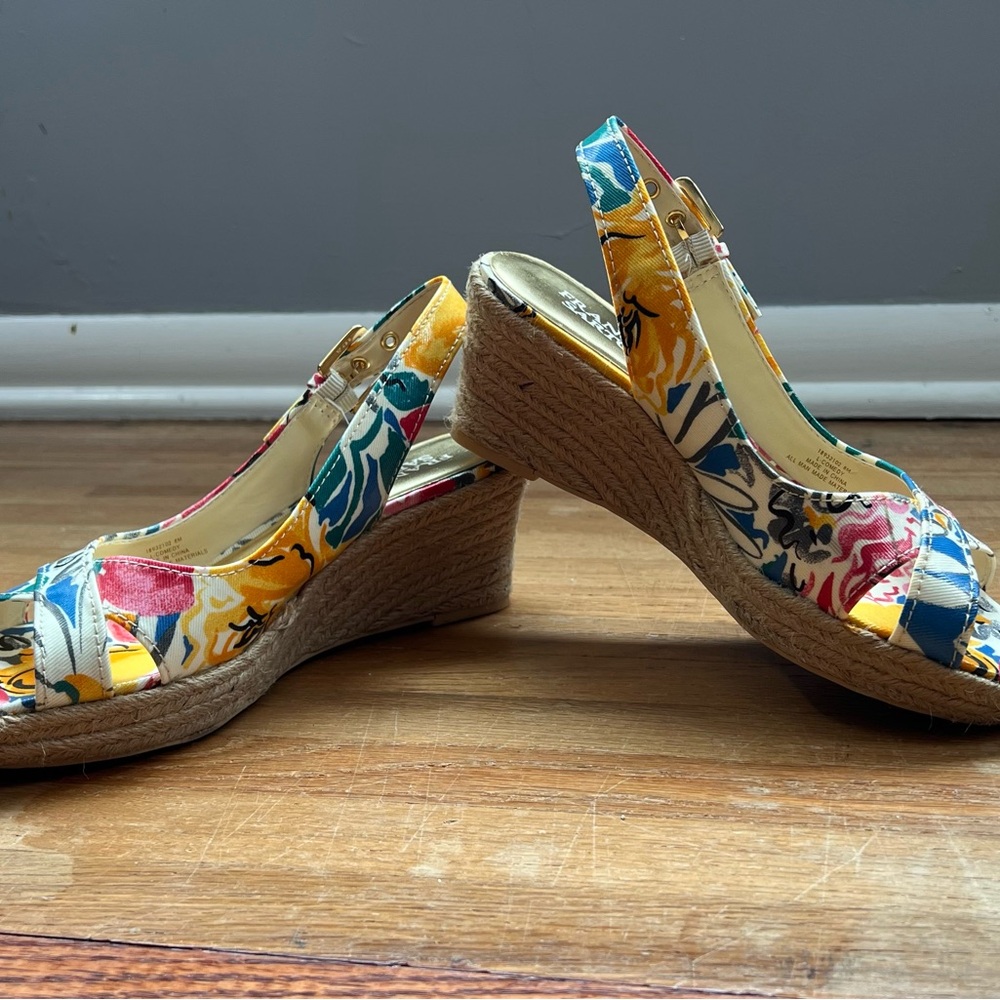 Colorful Floral Wedge Sandals
